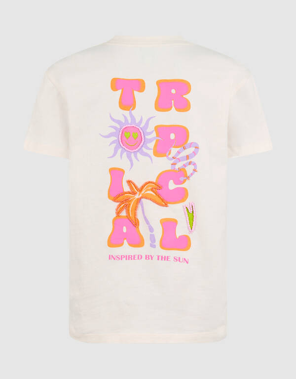 Tropical Artwork T-shirt Gebroken Wit SHOEBY GIRLS