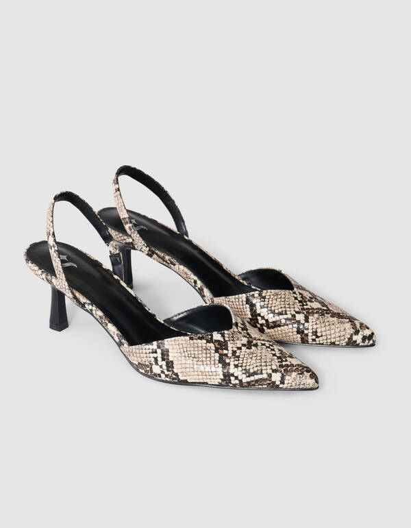 Snake Vegan Leren Hakken Lichtbruin SHOEBY SHOES