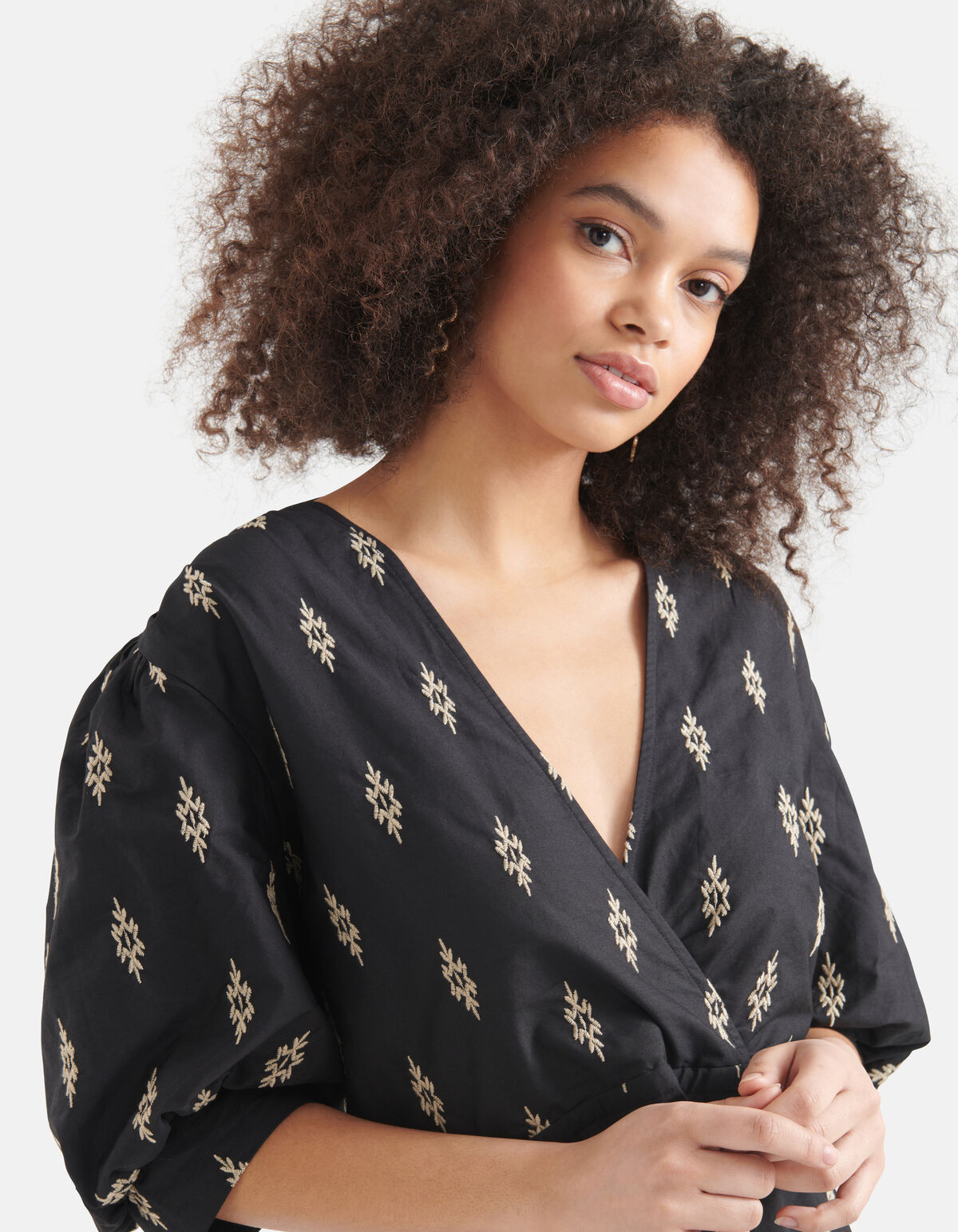 Poplin Embroidery Jurk Zwart SHOEBY WOMEN