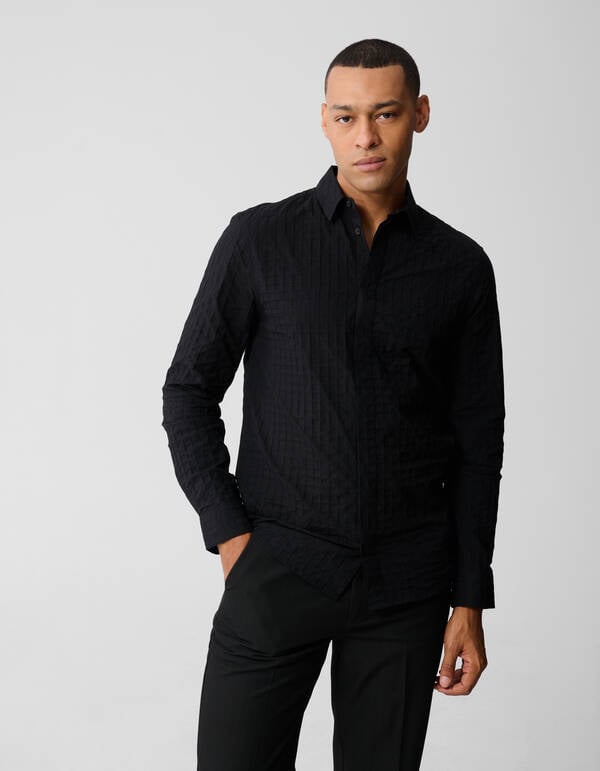 Cube Structuur Overhemd Zwart SHOEBY MEN