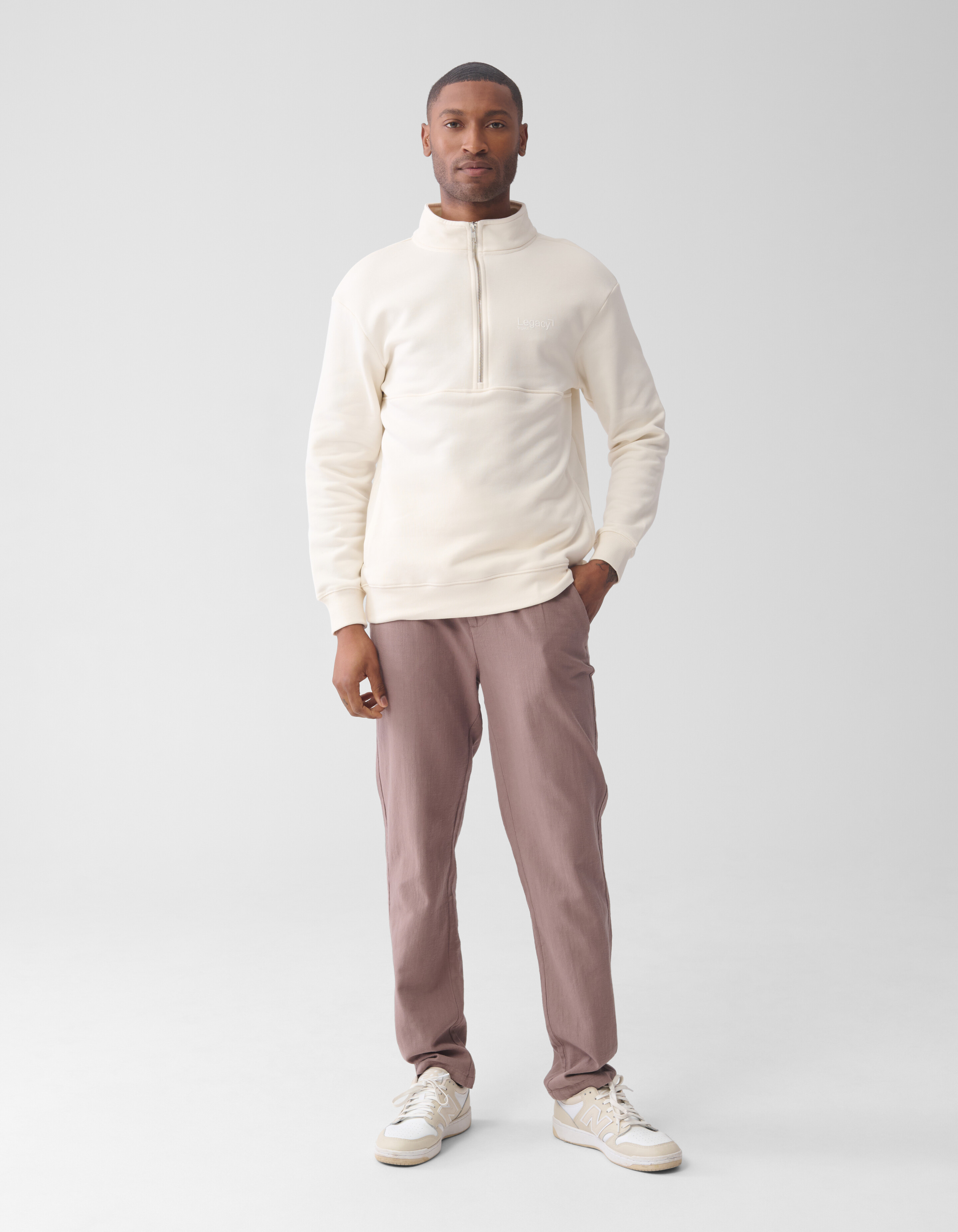 Zipper Sweater Gebroken Wit SHOEBY MEN