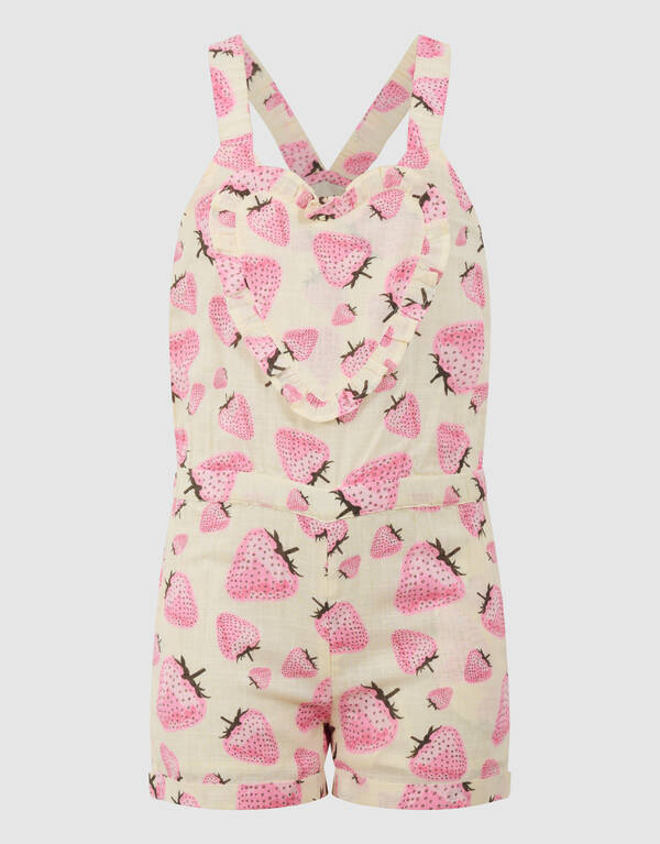 Strawberry Print Jumpsuit Gebroken Wit SHOEBY GIRLS