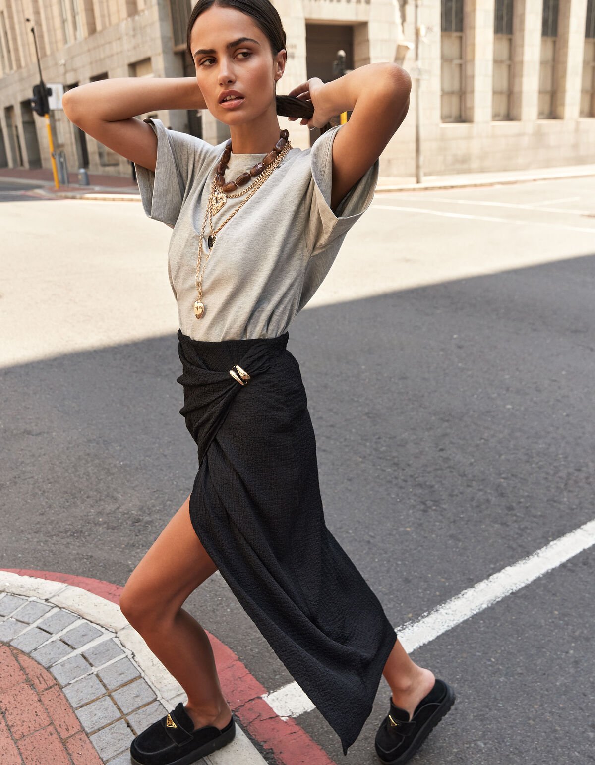 Crinkle Maxi Rok Zwart SHOEBY WOMEN