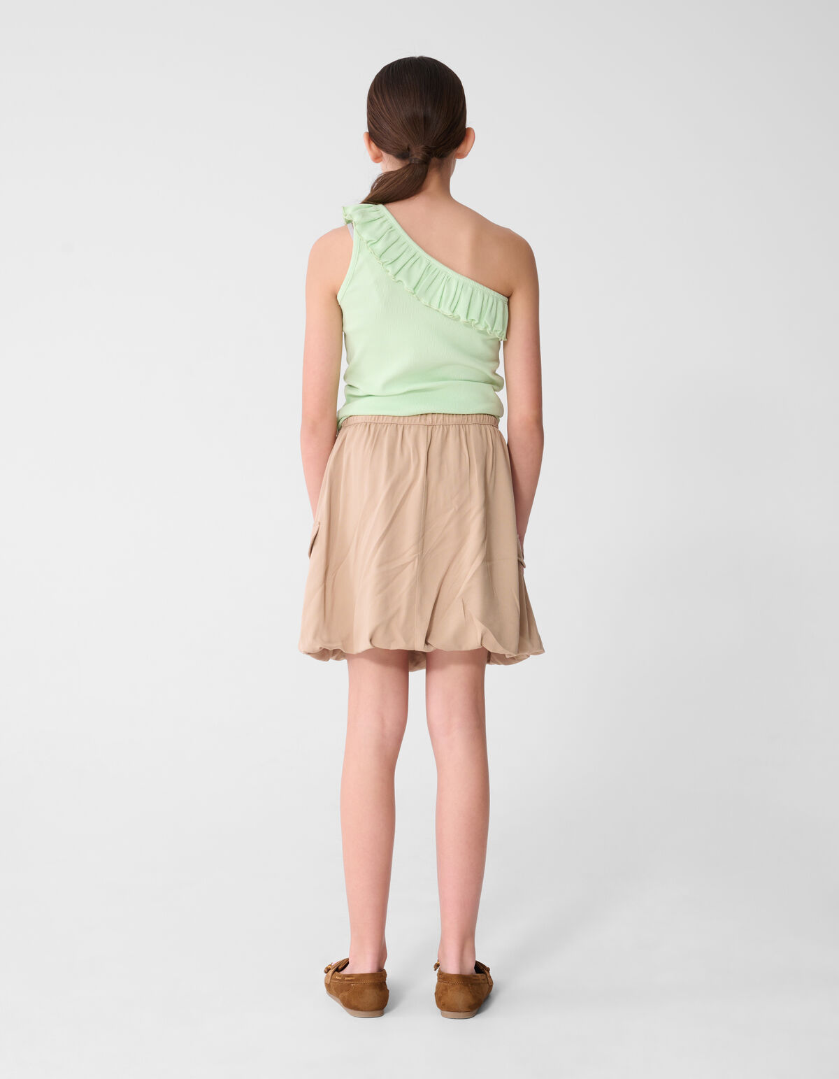 One Shoulder Ruffle Top Lichtgroen SHOEBY GIRLS