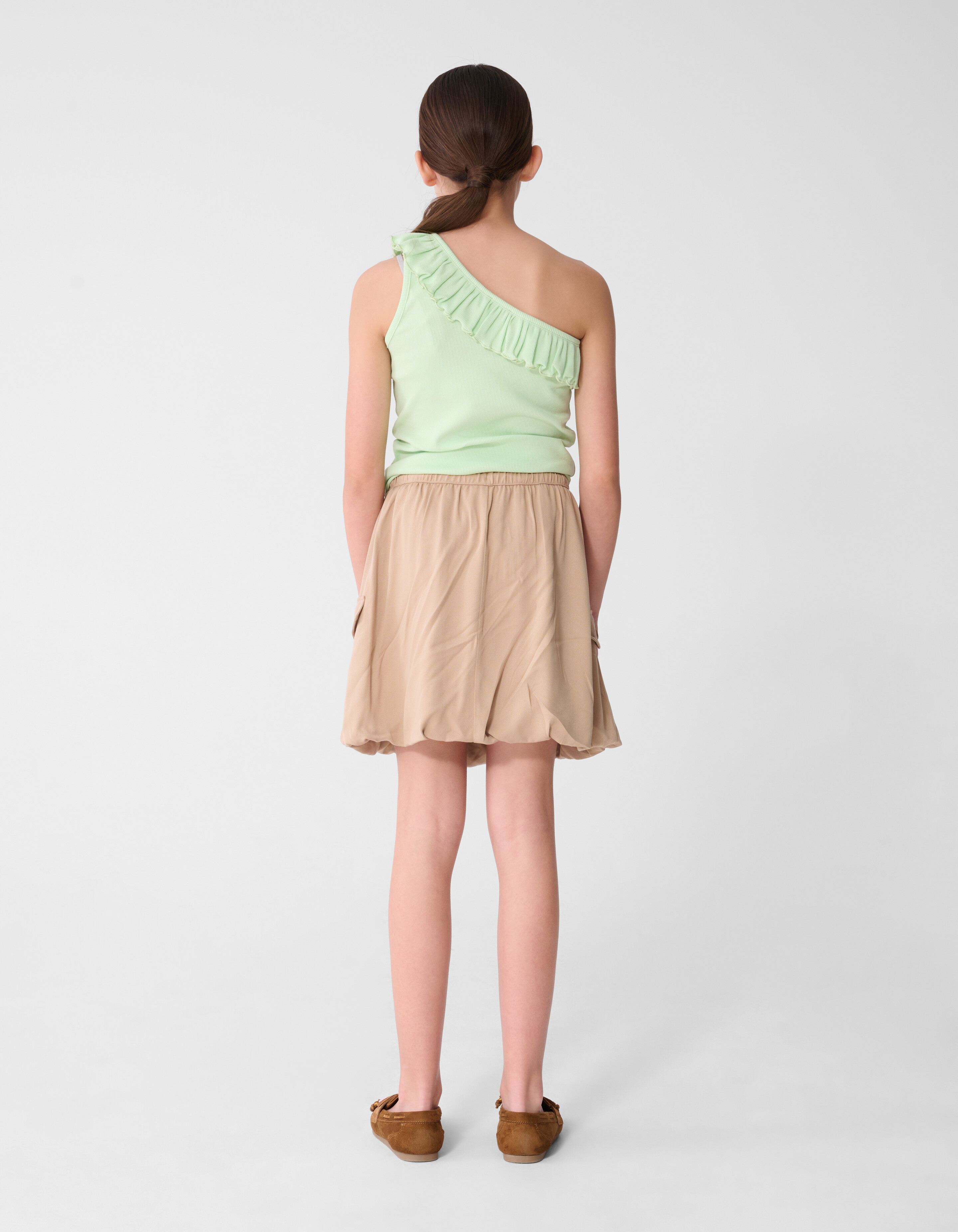 One Shoulder Ruffle Top Lichtgroen SHOEBY GIRLS