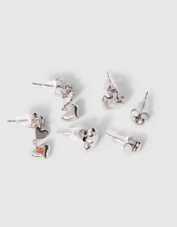Heart Stud Oorbellen Set Zilver SHOEBY ACCESSOIRES