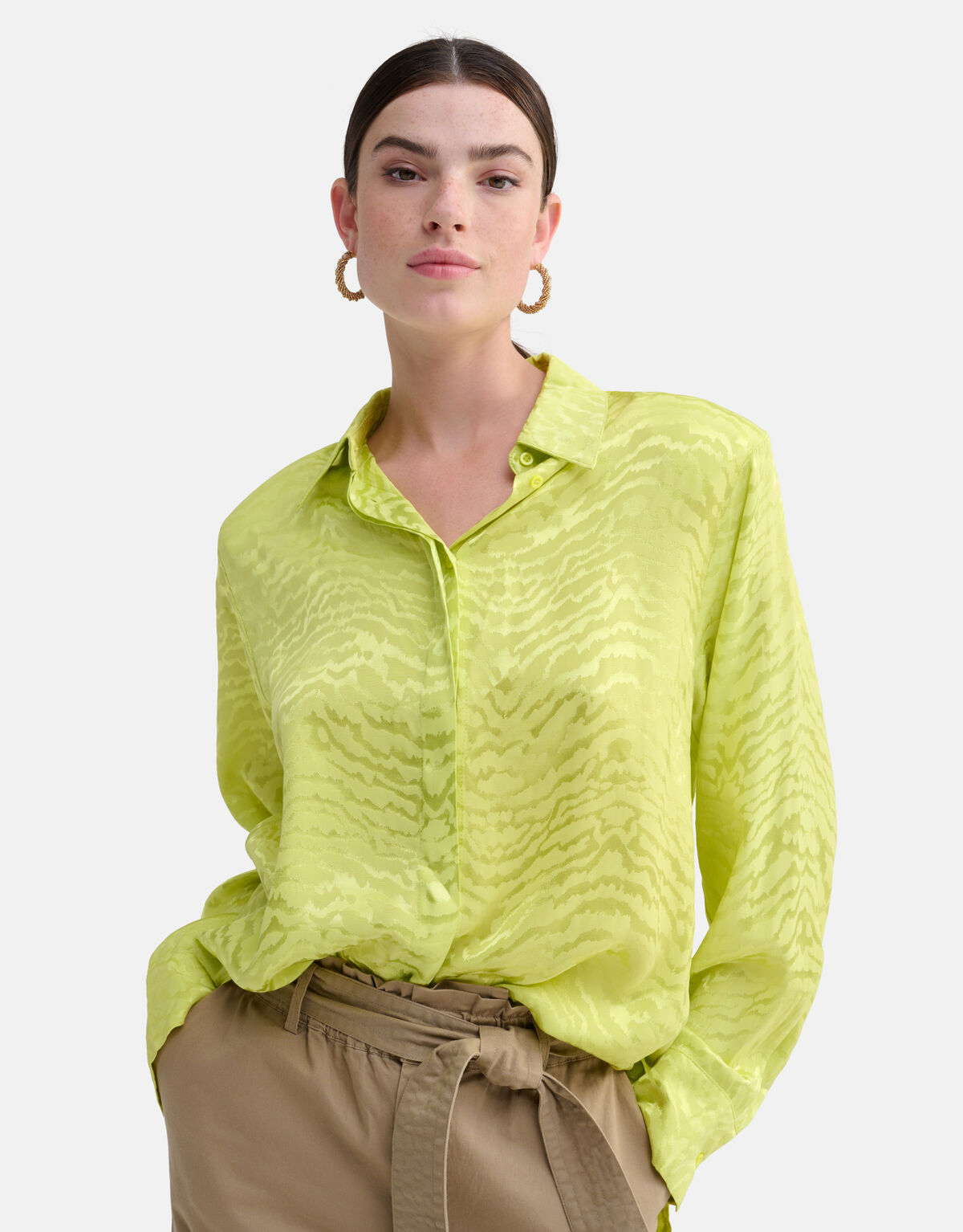 Jacquard Blouse Limoen Groen SHOEBY WOMEN