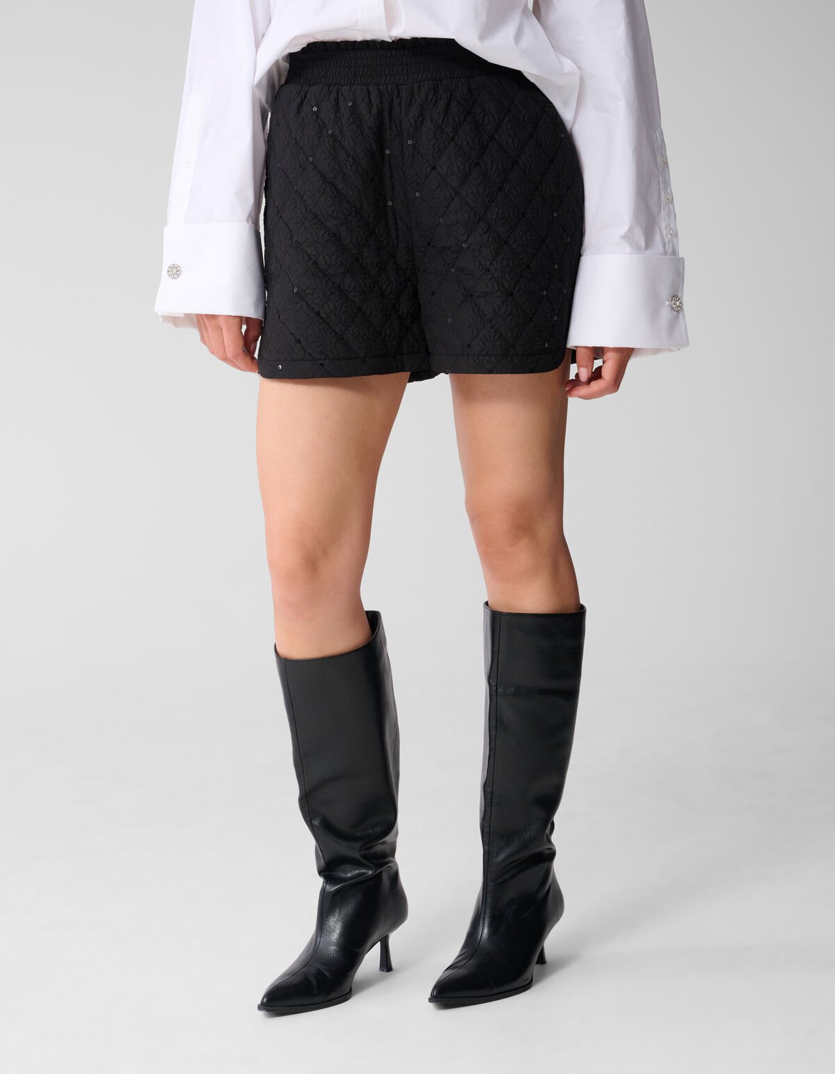 Quilted Embellished Short Zwart SHOEBY WOMEN