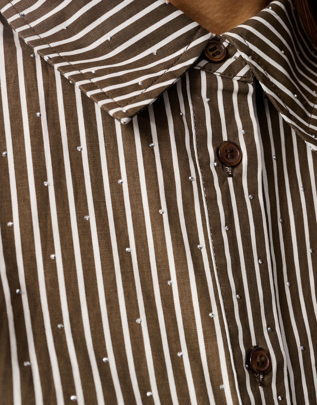 Pinstripe Strass Blouse Bruin SHOEBY WOMEN
