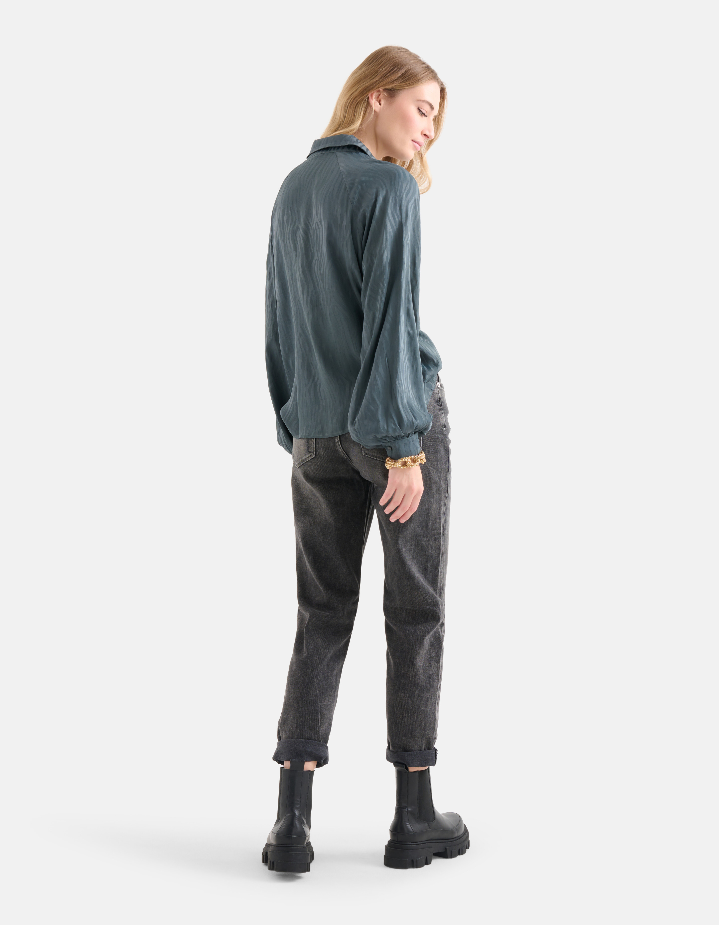 Relaxed Jacquard Blouse Petrol SHOEBY WOMEN
