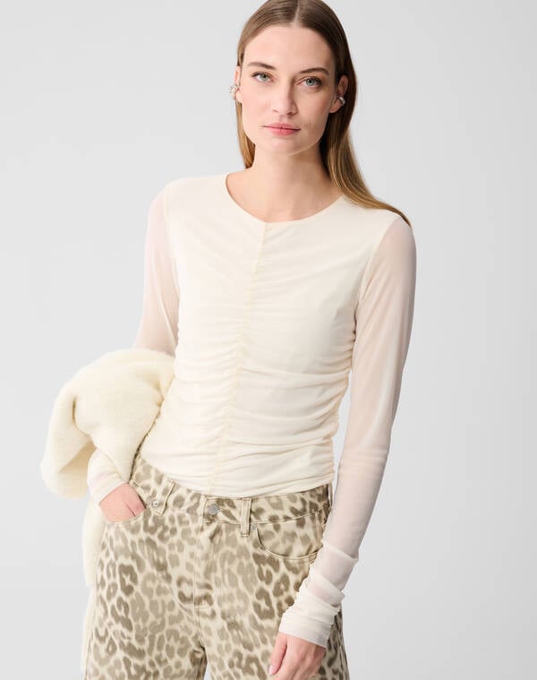 Sheering Mesh Top Gebroken Wit SHOEBY WOMEN