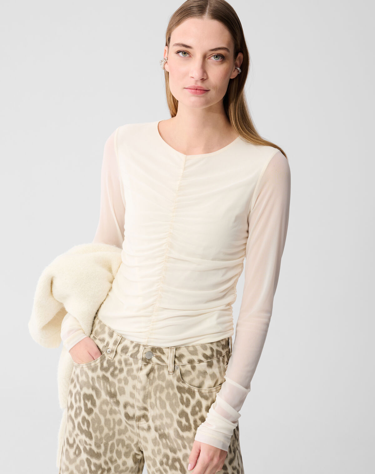 Sheering Mesh Top Gebroken Wit SHOEBY WOMEN