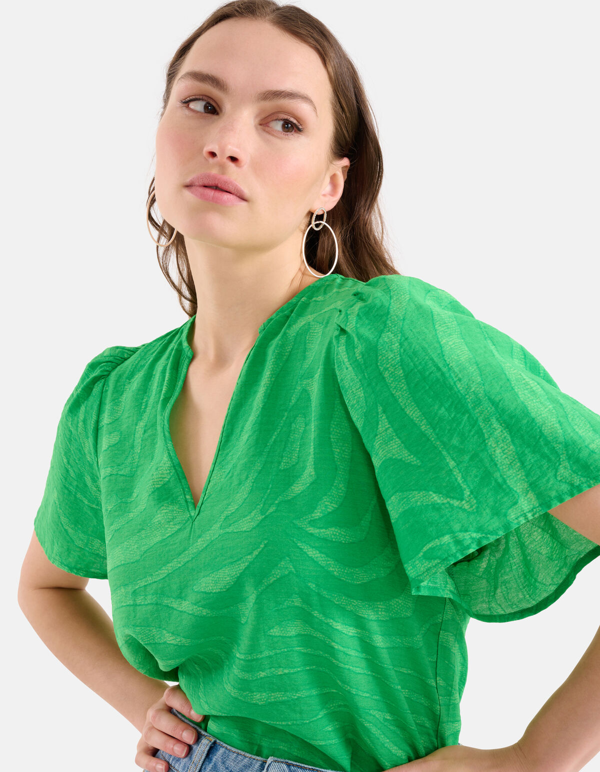 Zebra Print Top Groen SHOEBY WOMEN