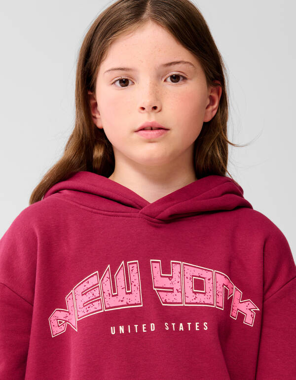 New York Artwork Hoodie Donkerrood SHOEBY GIRLS