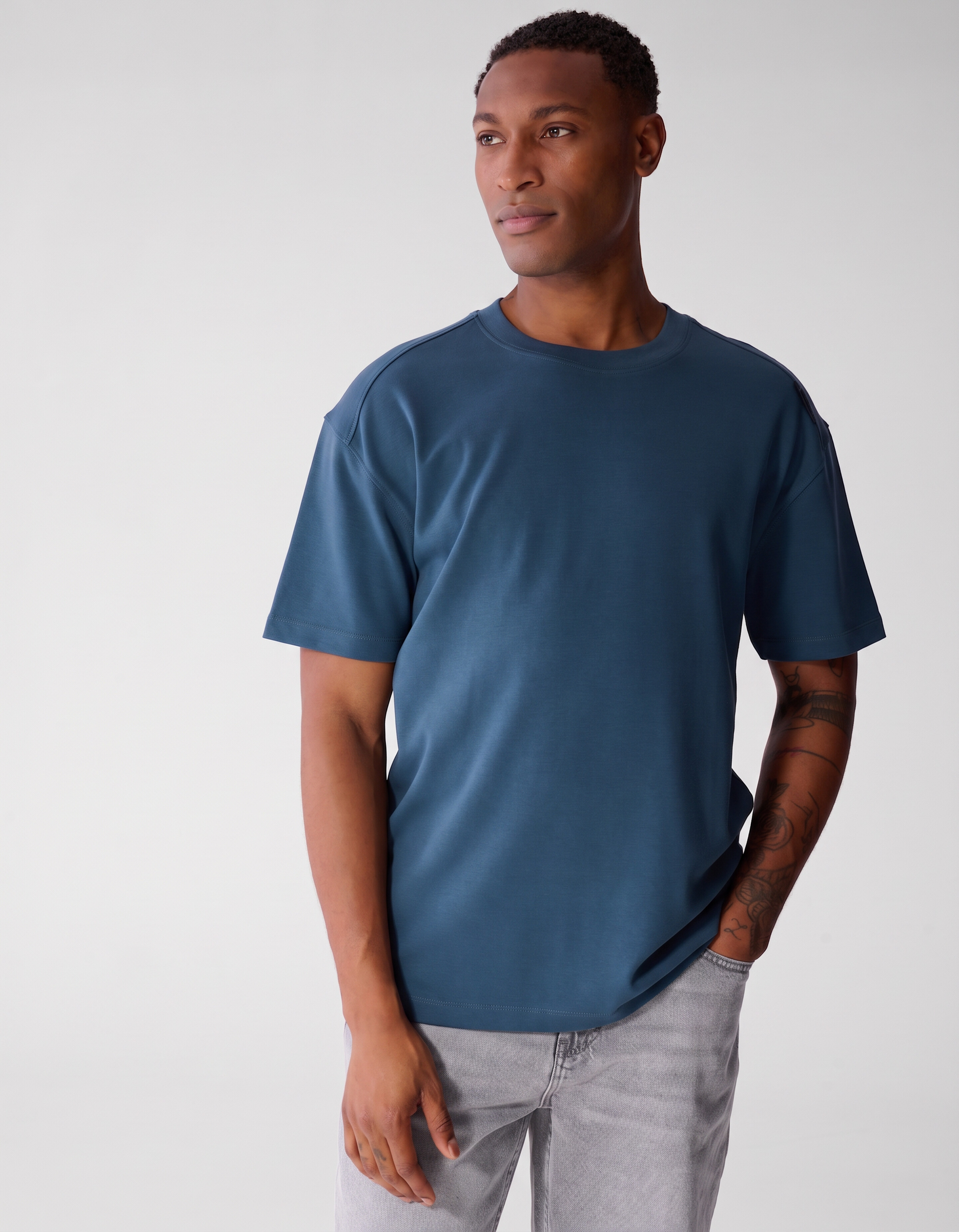 Basis Label T-shirt Blauw SHOEBY MEN