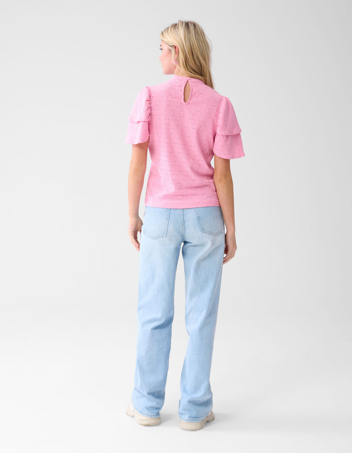 Ajour Ruffle Top Roze SHOEBY WOMEN