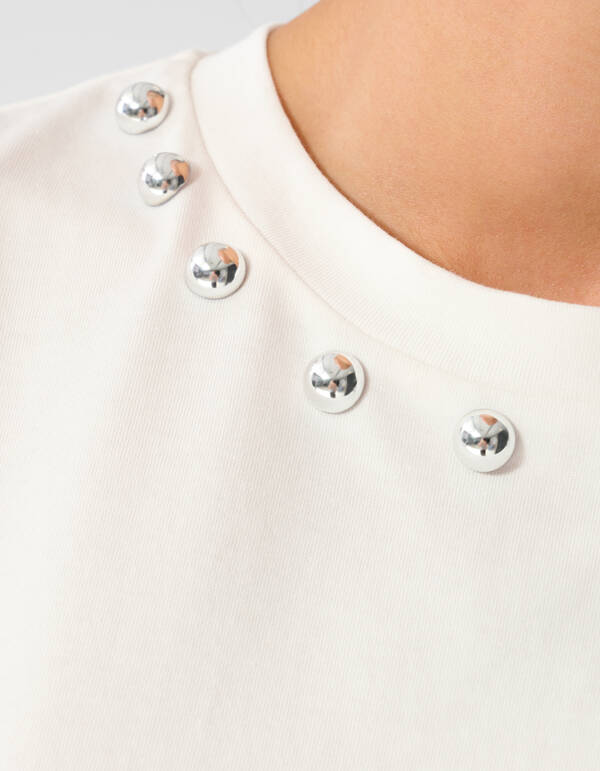 Studded T-shirt Gebroken Wit SHOEBY WOMEN