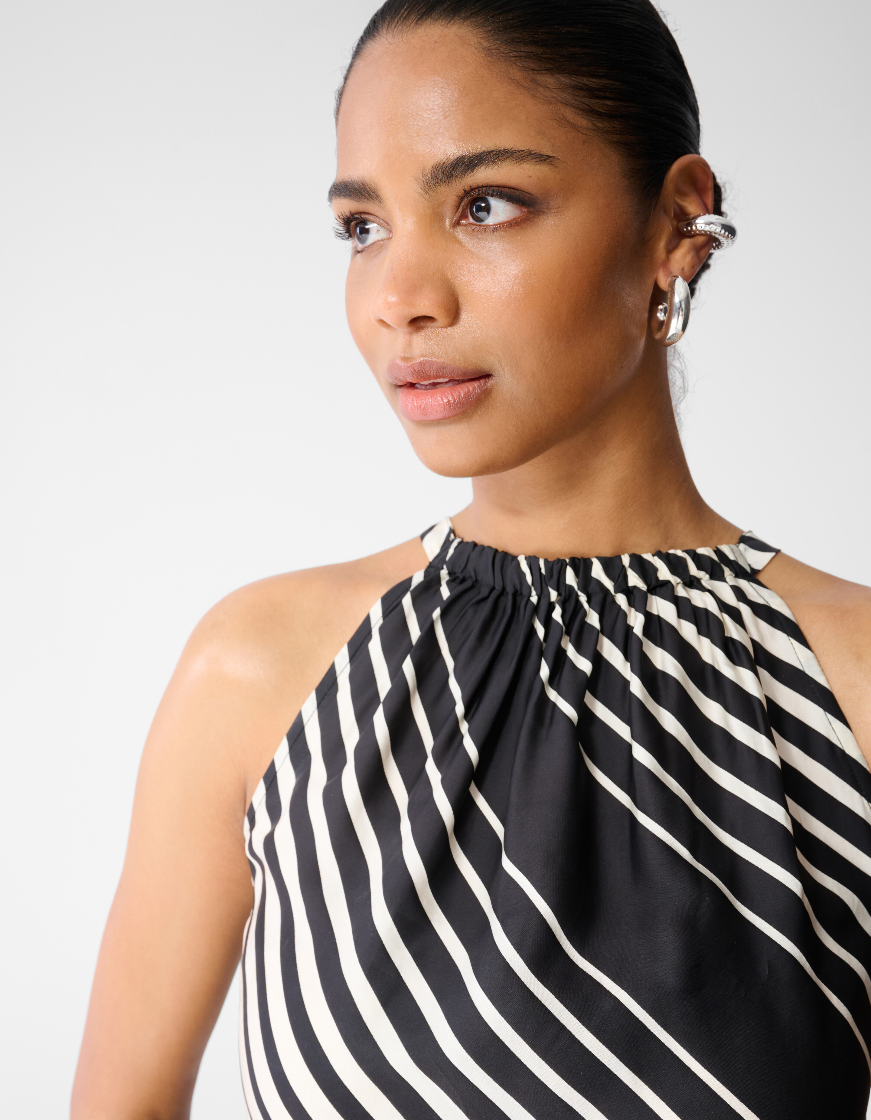 Graphic Halter Top Zwart/Wit SHOEBY WOMEN