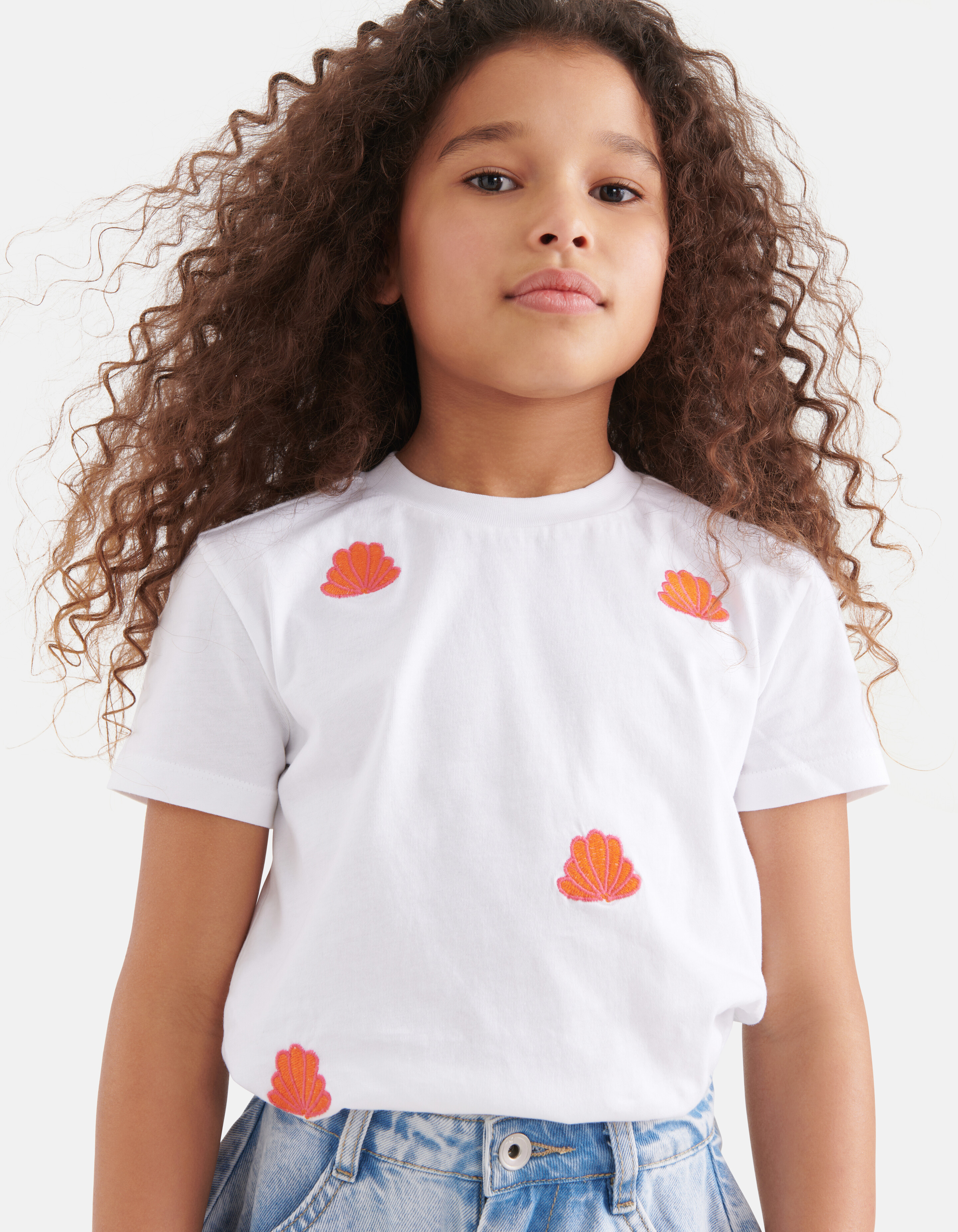Embroidery T-shirt Wit SHOEBY GIRLS