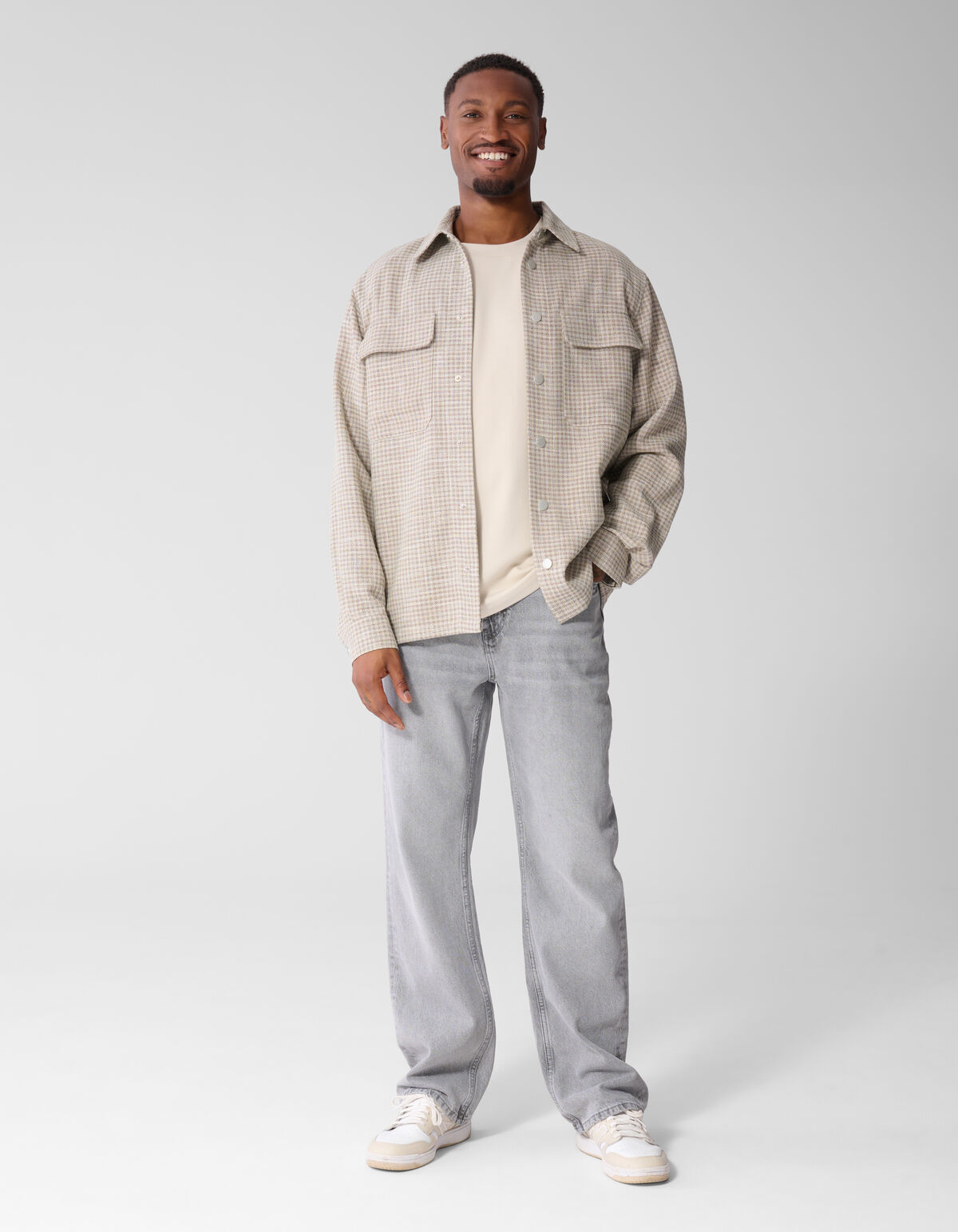 Melange Check Overshirt Zand SHOEBY MEN