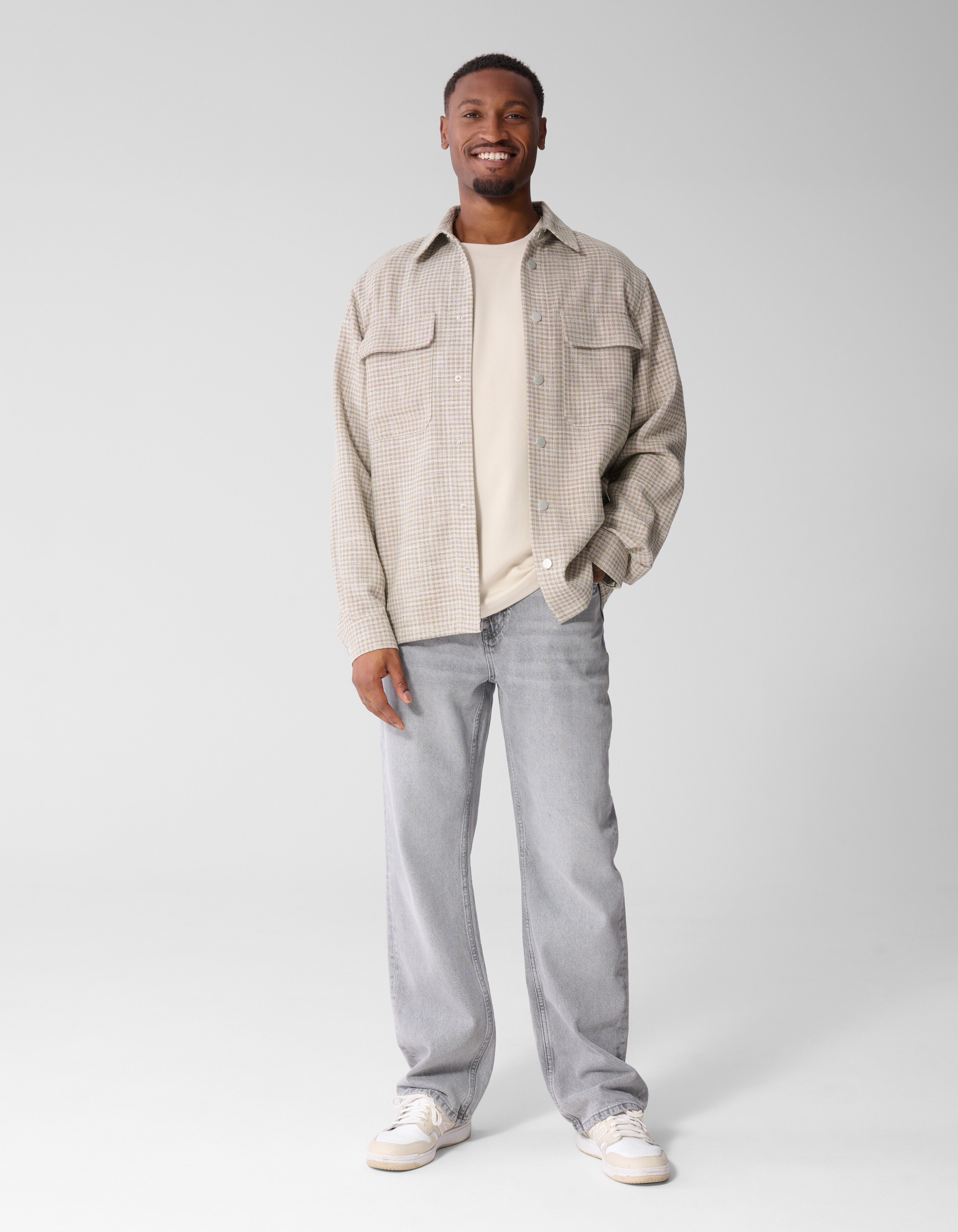 Melange Check Overshirt Zand SHOEBY MEN