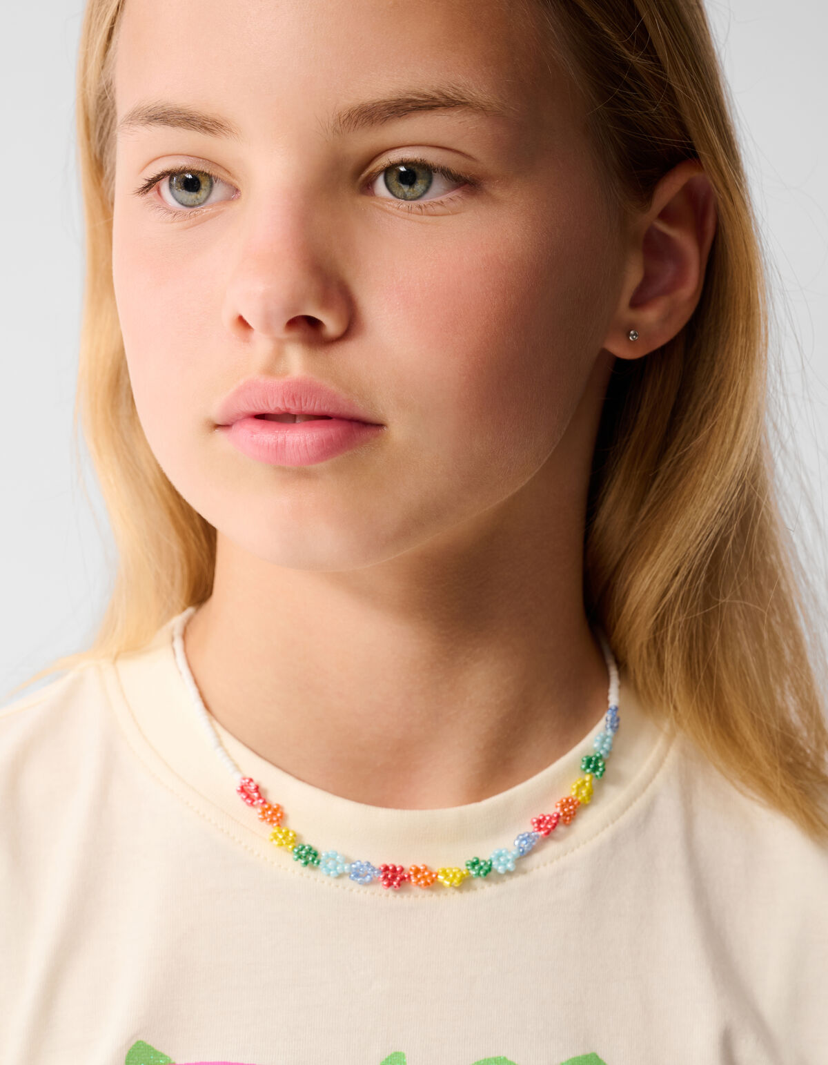 Tropical Artwork T-shirt Gebroken Wit SHOEBY GIRLS