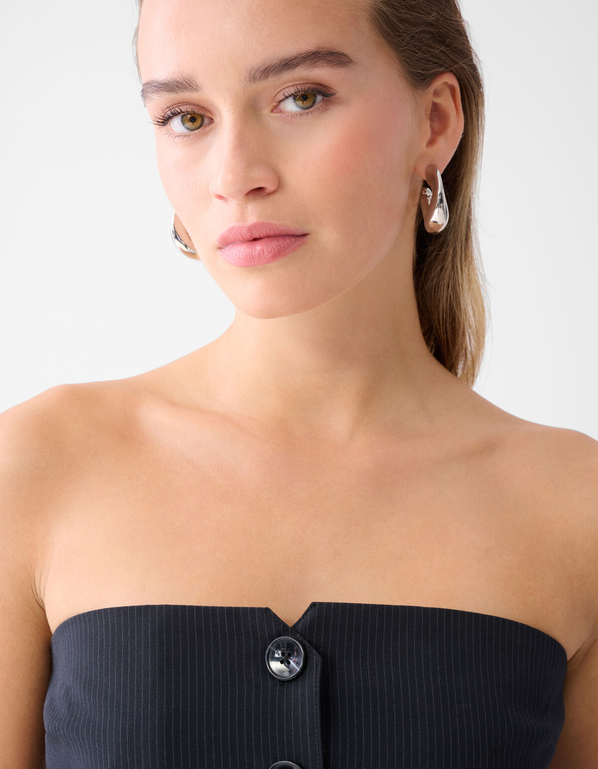 Pinstripe Strapless Top Zwart SHOEBY WOMEN