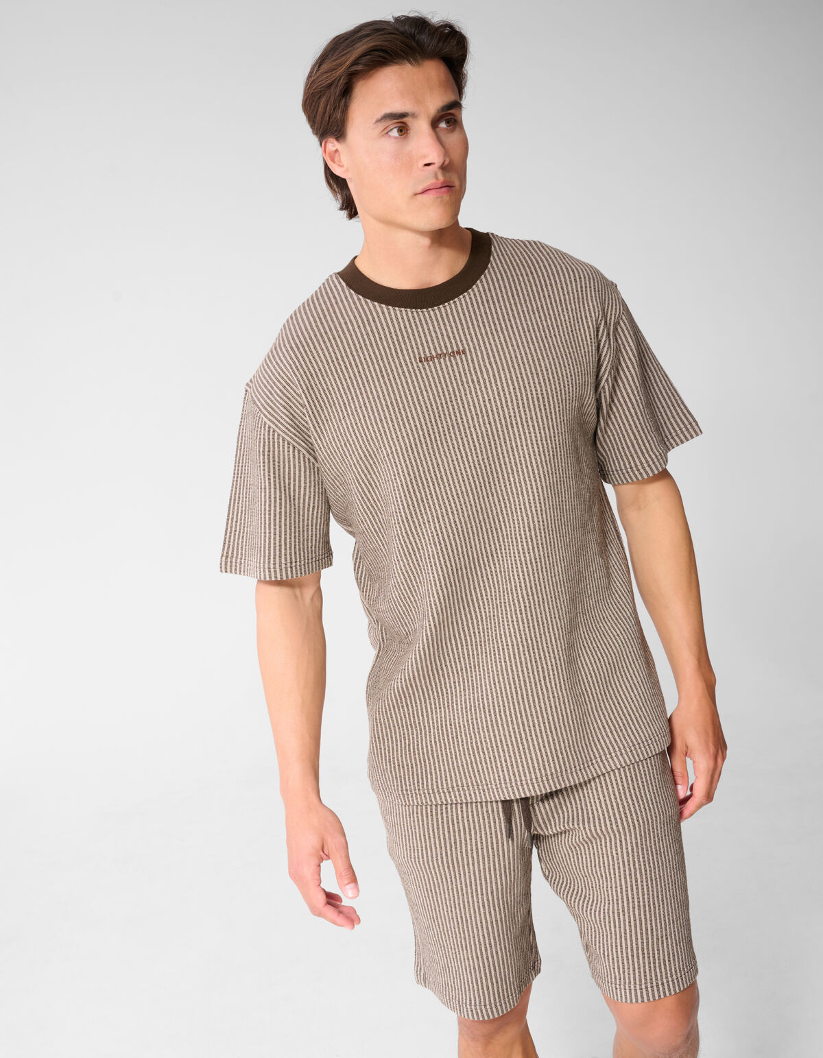 Seersucker T-shirt Bruin SHOEBY MEN