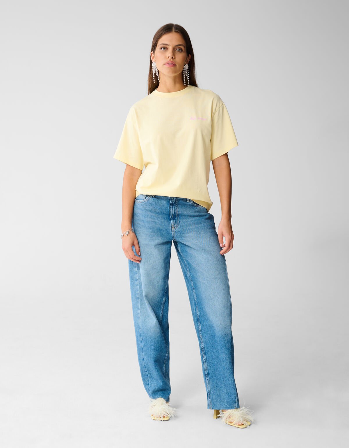 Cocktail Artwork T-shirt Lichtgeel SHOEBY WOMEN