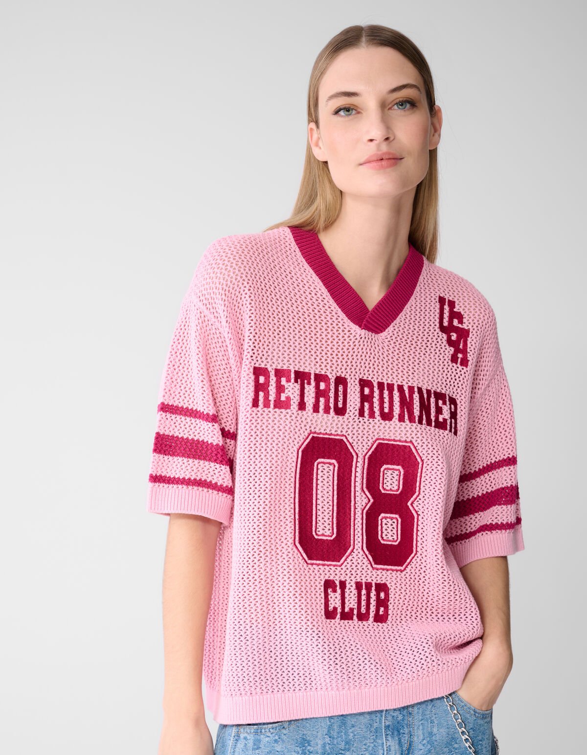 Oversized Baseball T-shirt Roze SHOEBY WOMEN