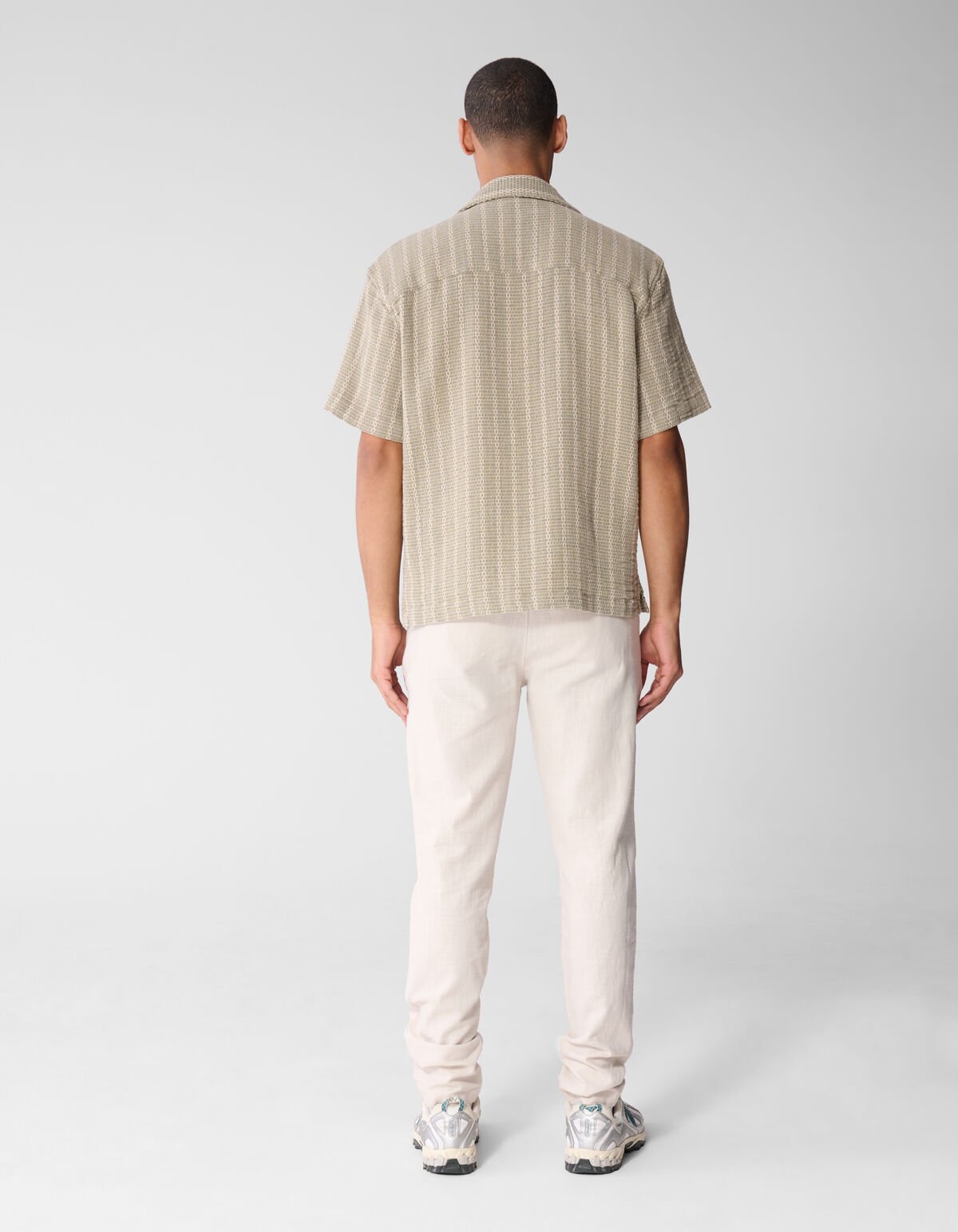 Geweven Stripe Overshirt Lichtgroen SHOEBY MEN