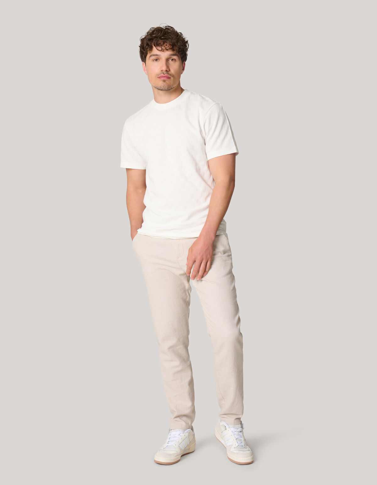 Block Structuur T-shirt Gebroken Wit SHOEBY MEN