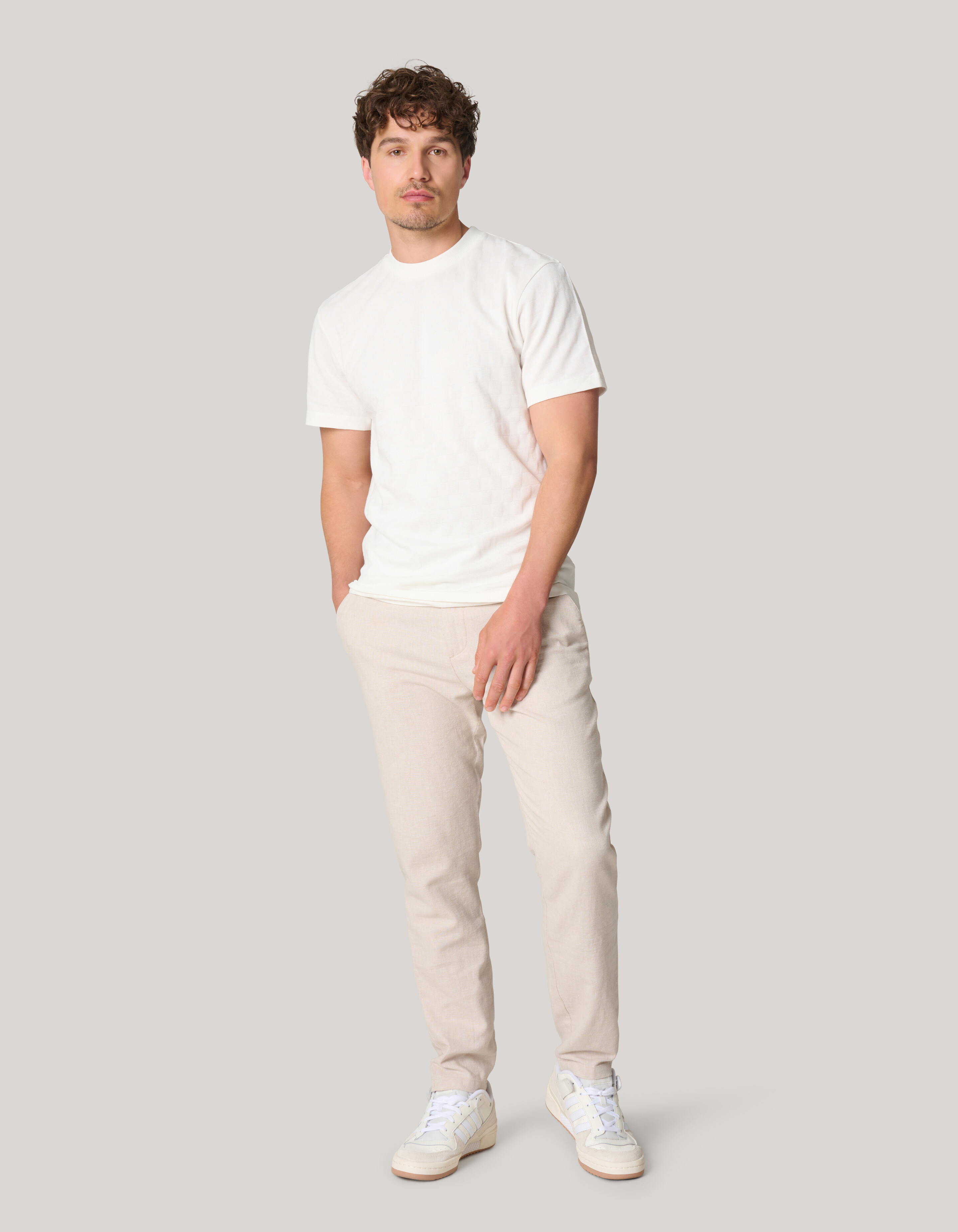 Block Structuur T-shirt Gebroken Wit SHOEBY MEN