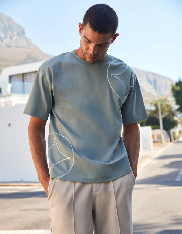 Embroidery Spark T-shirt Lichtgroen SHOEBY MEN