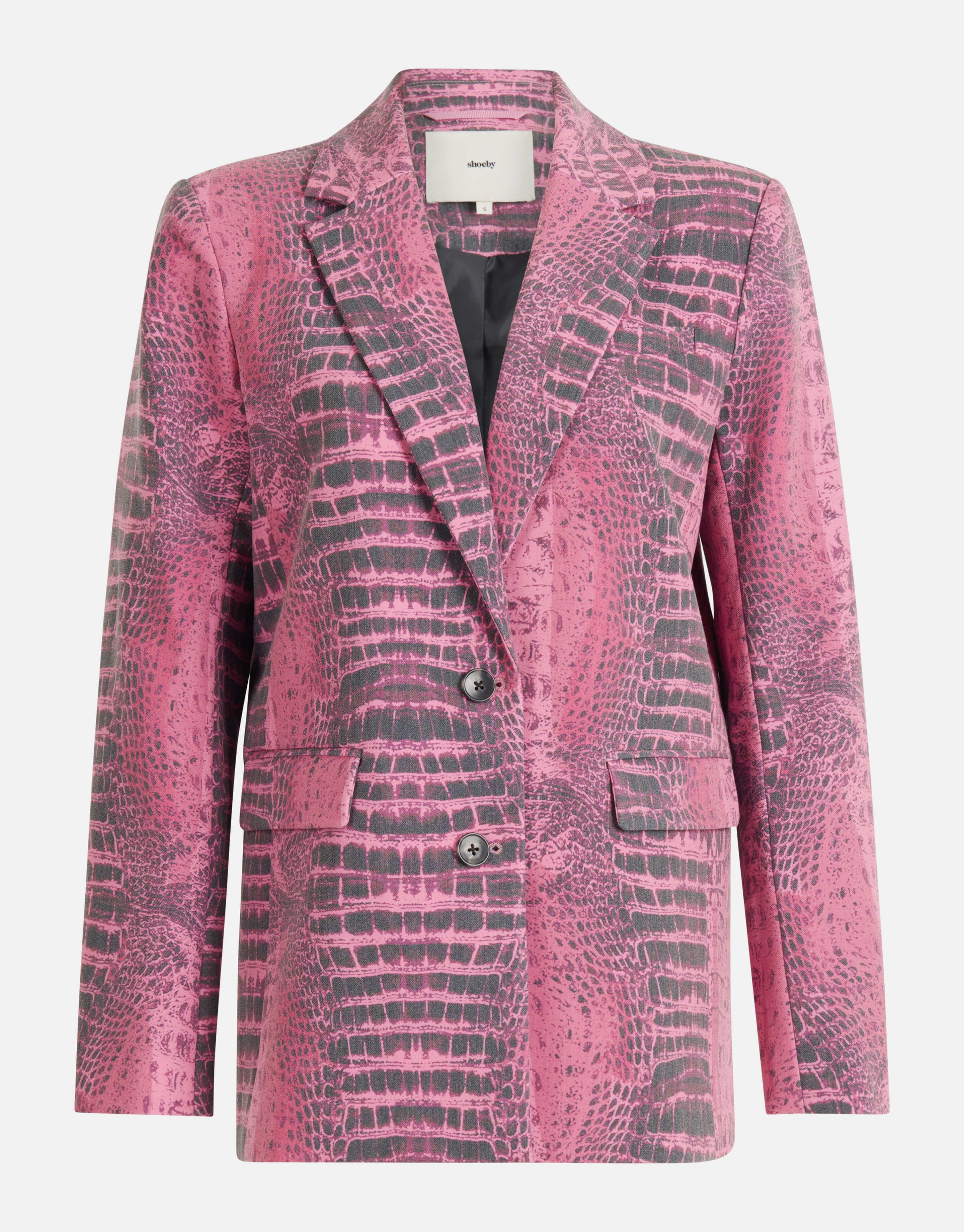 Oversized Croco Print Blazer Roze SHOEBY WOMEN