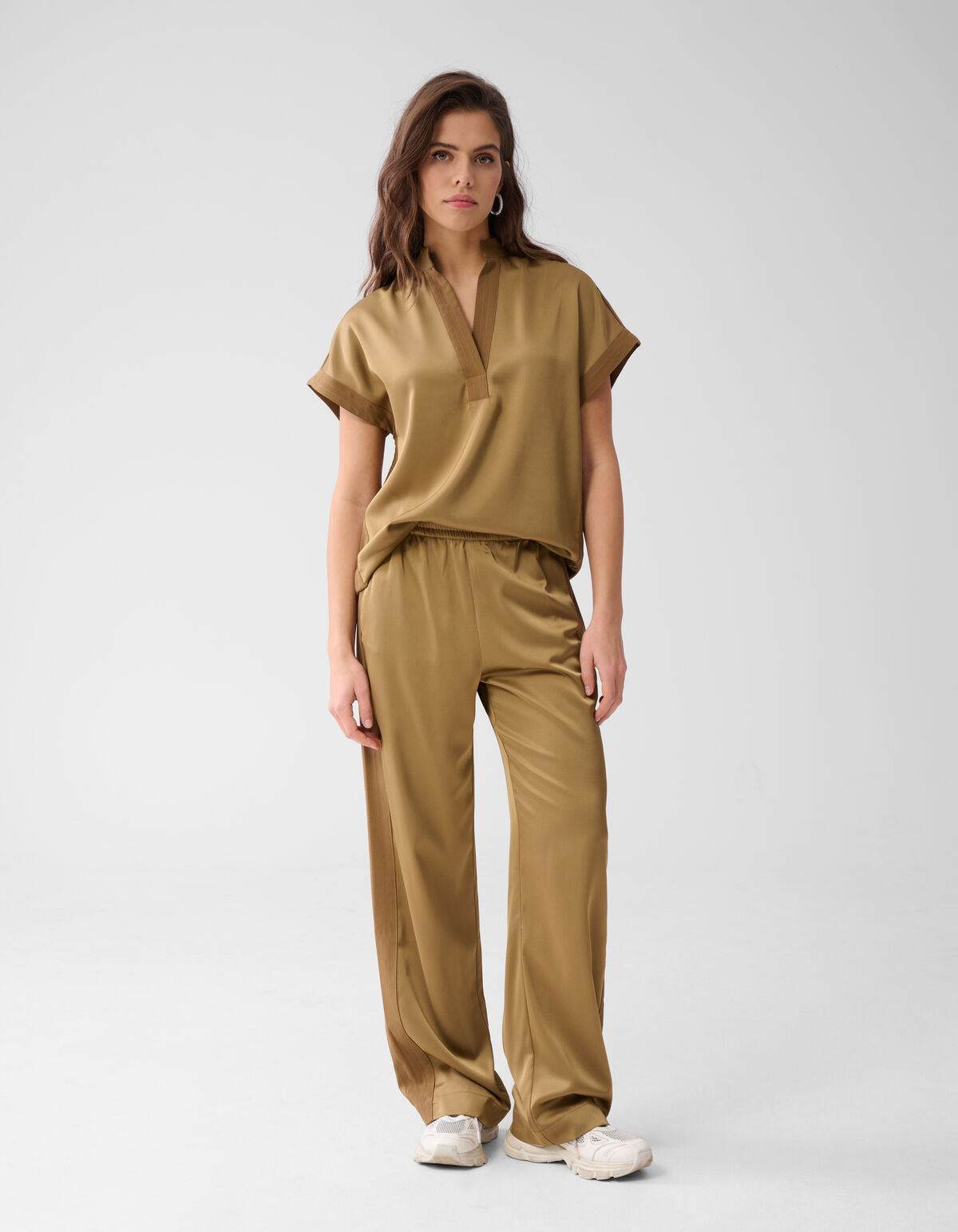 Satijnen Wide Leg Broek Camel SHOEBY WOMEN