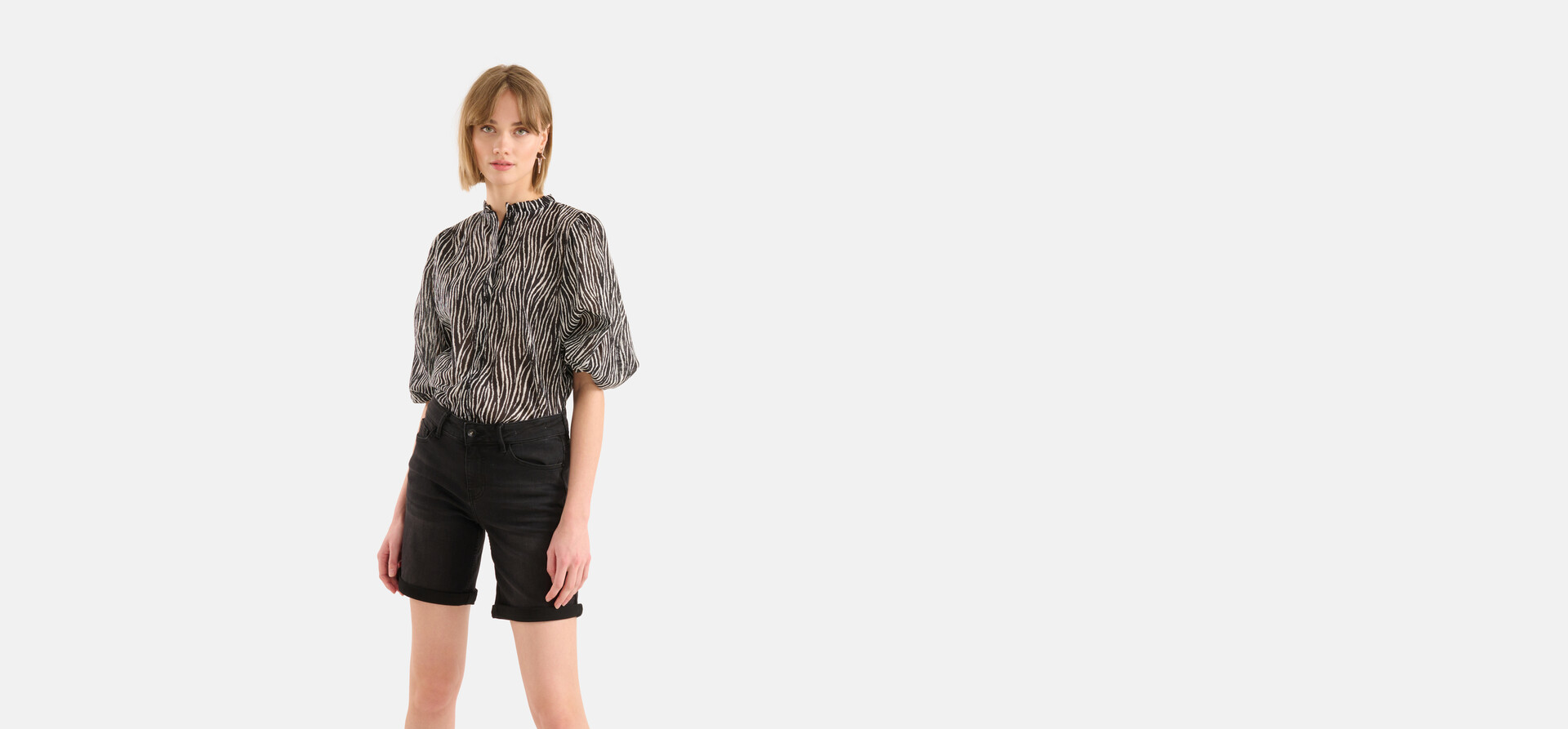 Zebra Voile Blouse Zwart SHOEBY WOMEN