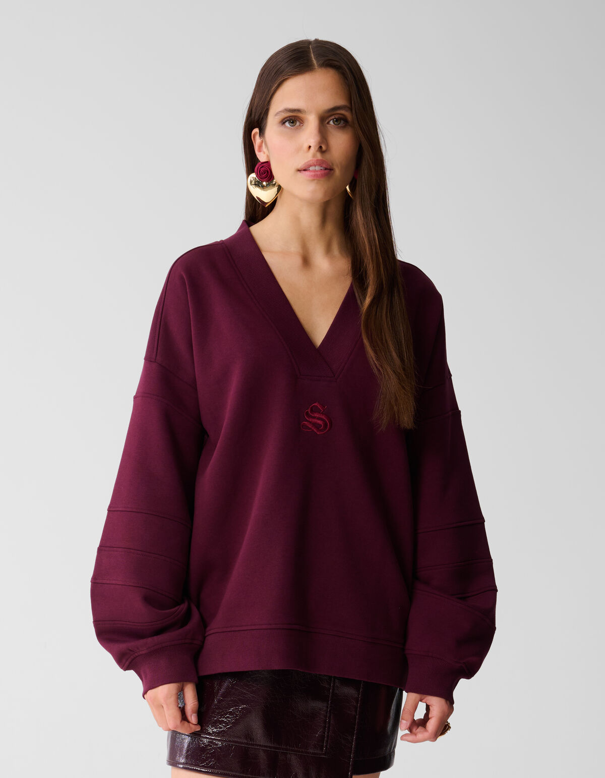 Varsity Logo Sweater Donkerrood SHOEBY WOMEN