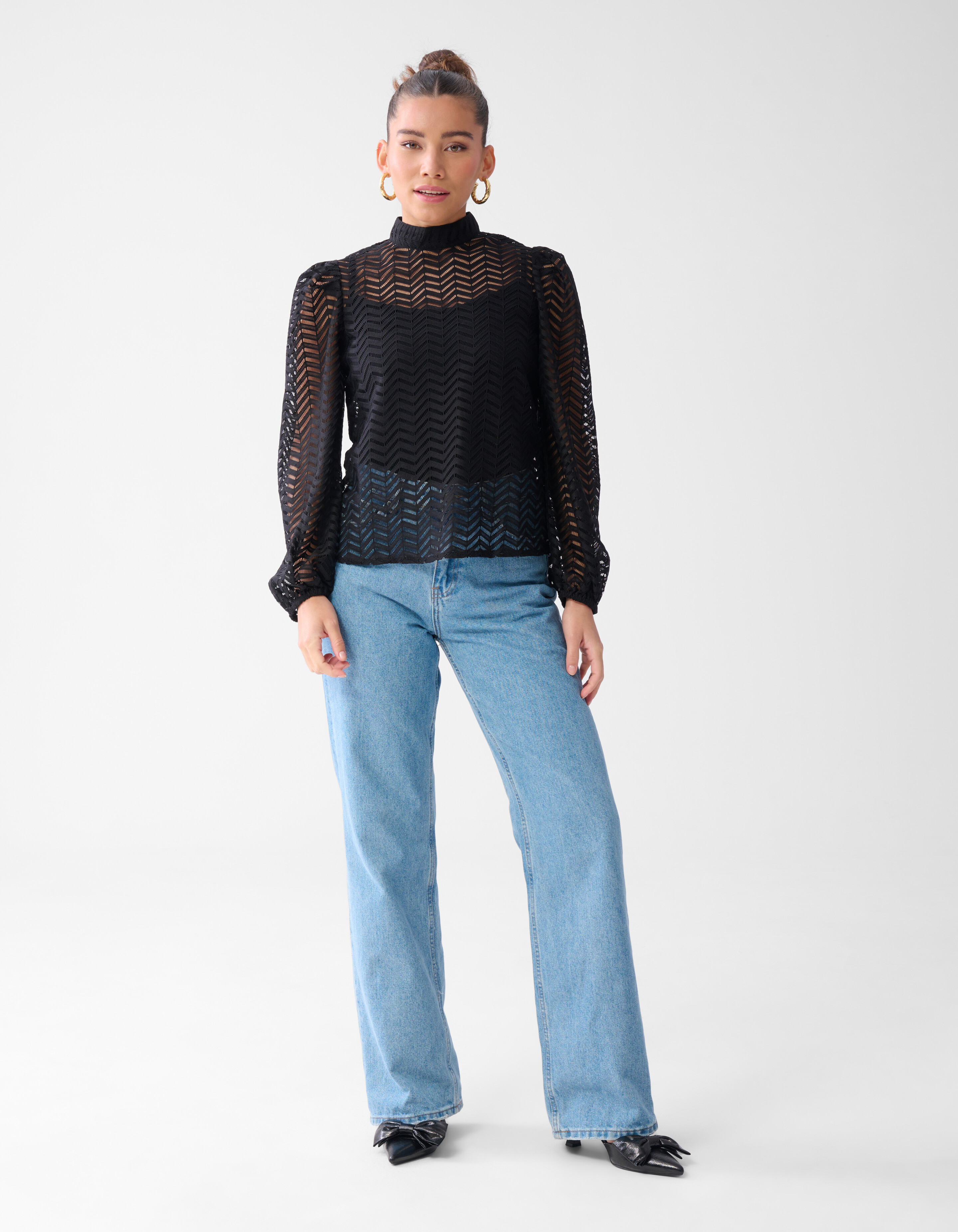 Zigzag Kanten Blouse Zwart SHOEBY WOMEN