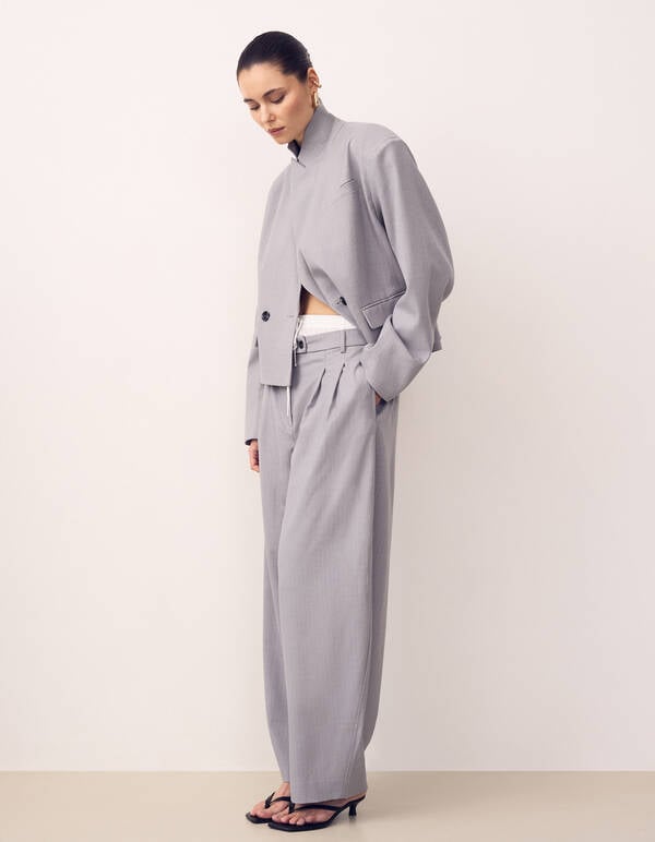 Pinstripe Barrel Fit Pantalon Lichtgrijs SHOEBY WOMEN