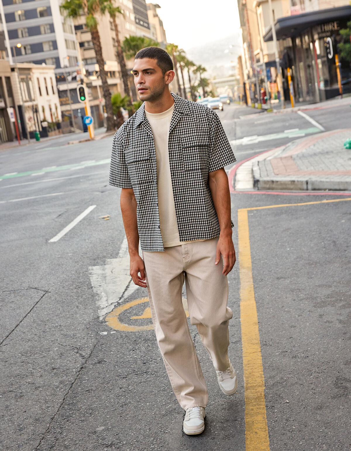 Ruiten Overshirt Gebroken Wit SHOEBY MEN