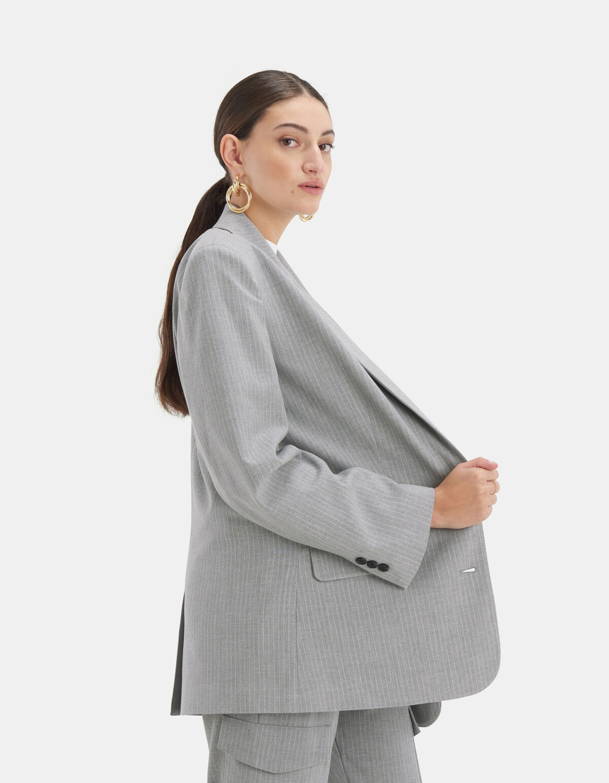 Pinstripe Blazer Lichtgrijs EKSEPT