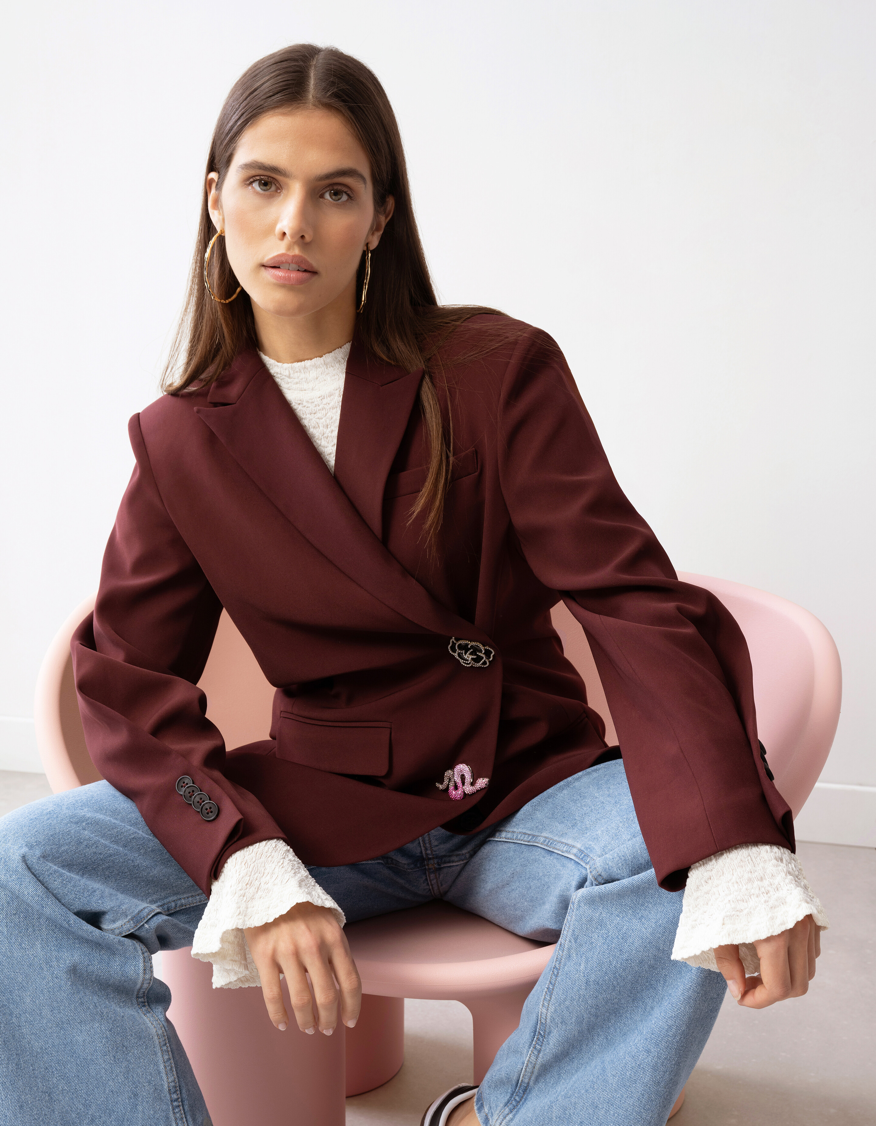 Crinkle Top Gebroken Wit SHOEBY WOMEN
