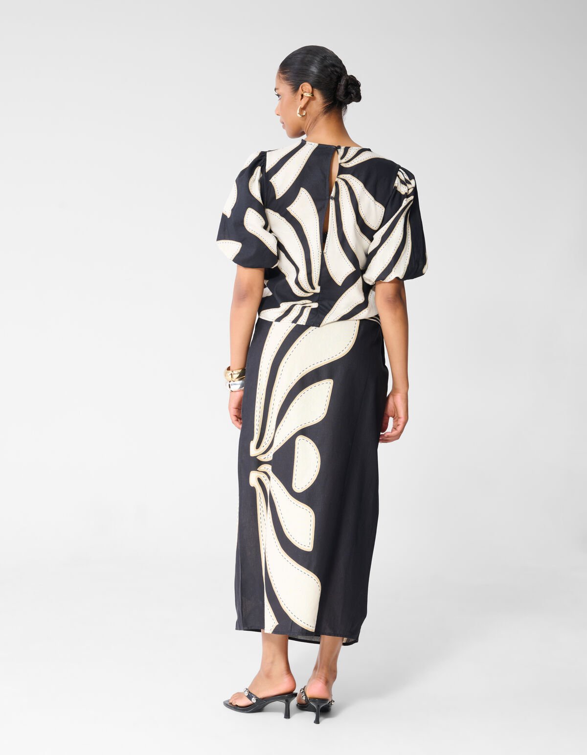Printed Overslag Maxi Rok Zwart SHOEBY WOMEN