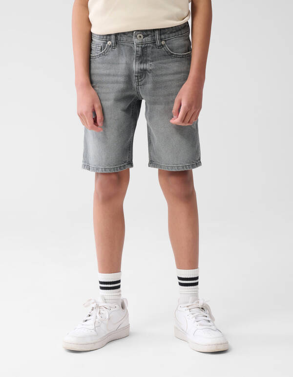 Straight Fit Denim Short Grijs SHOEBY BOYS