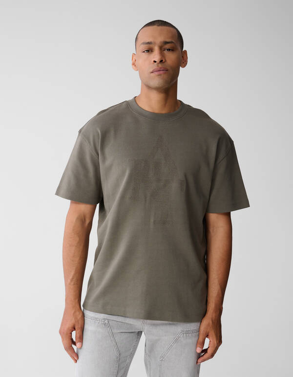 Embroidery Artwork T-shirt Donkergroen SHOEBY MEN