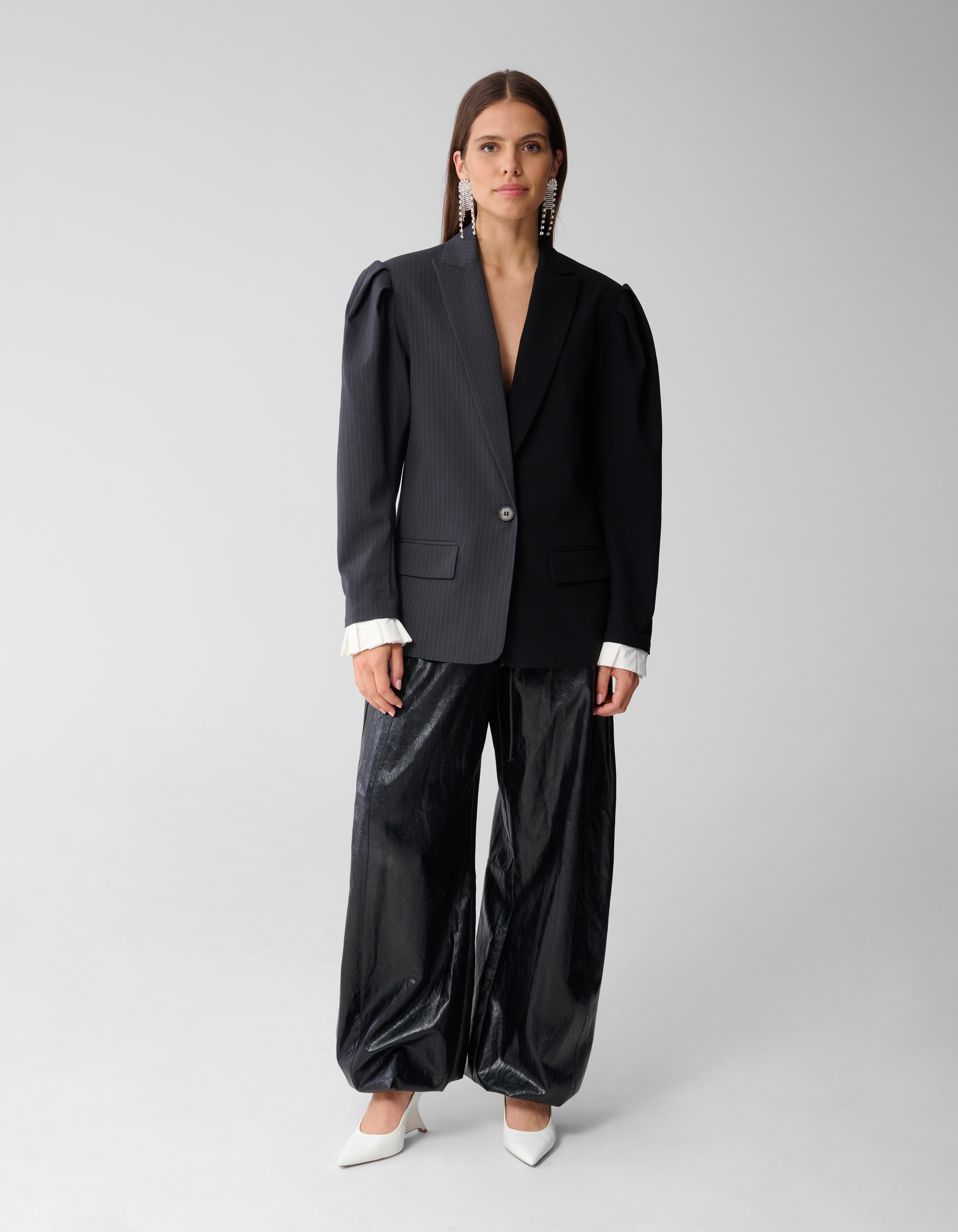 Oversized Pinstripe Mix Blazer Grijs/Zwart SHOEBY WOMEN