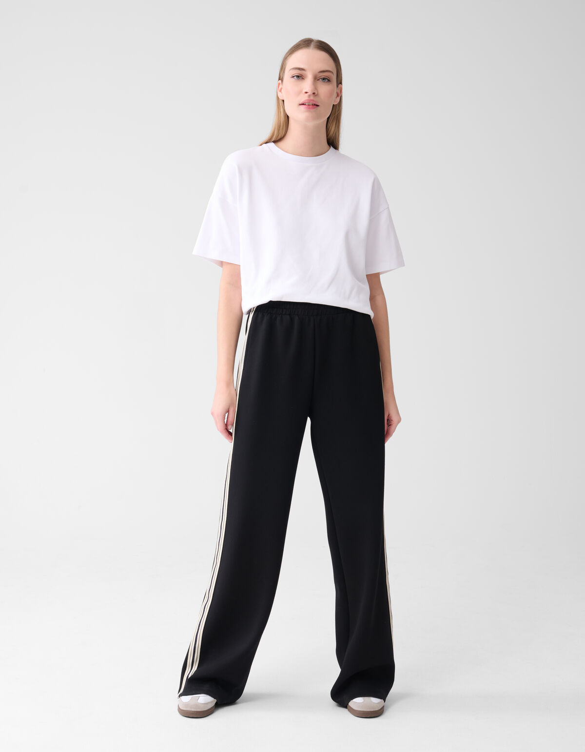 Sporty Wide Leg Broek Zwart SHOEBY WOMEN