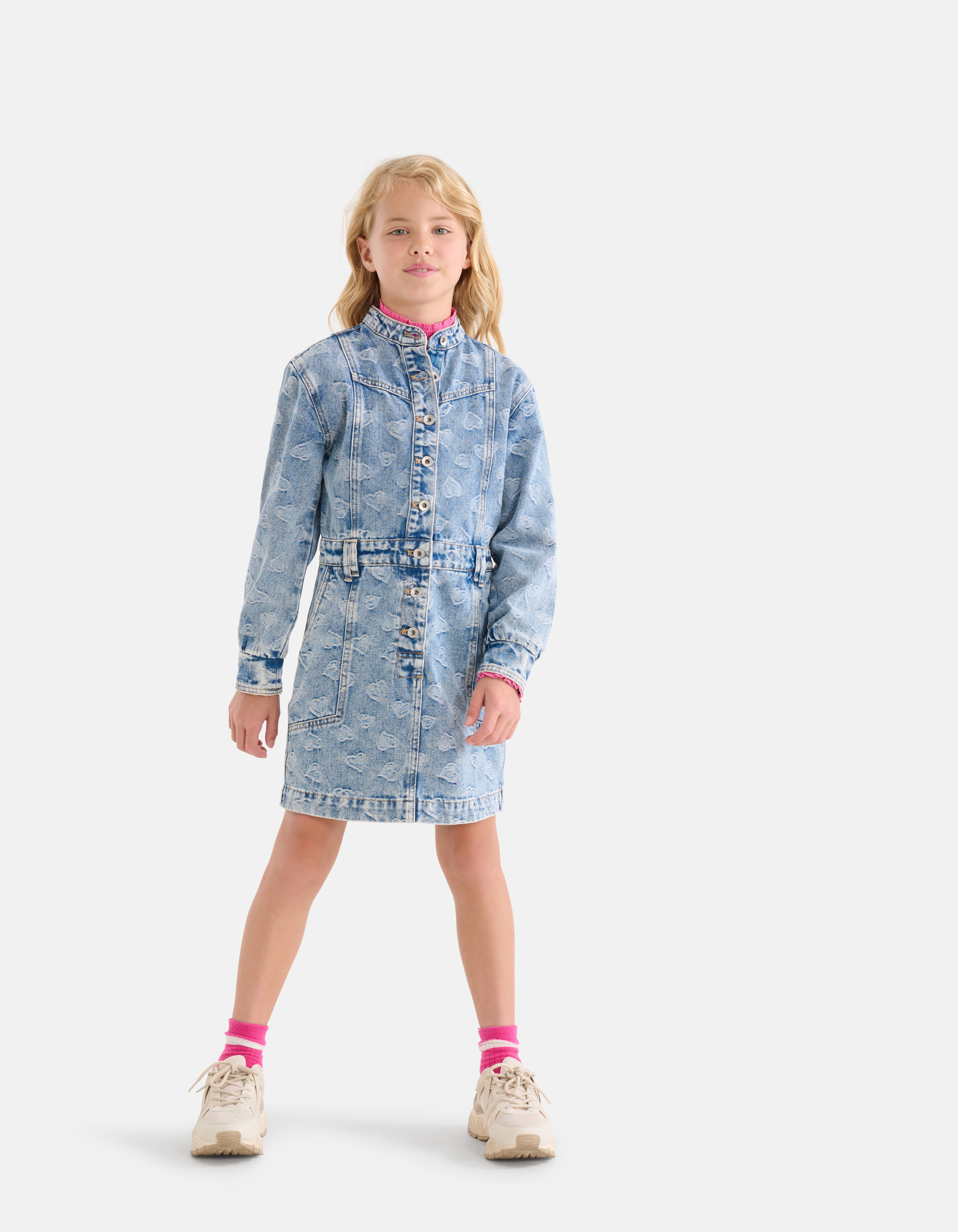 Jacquard Denim Jurk Blauw SHOEBY GIRLS