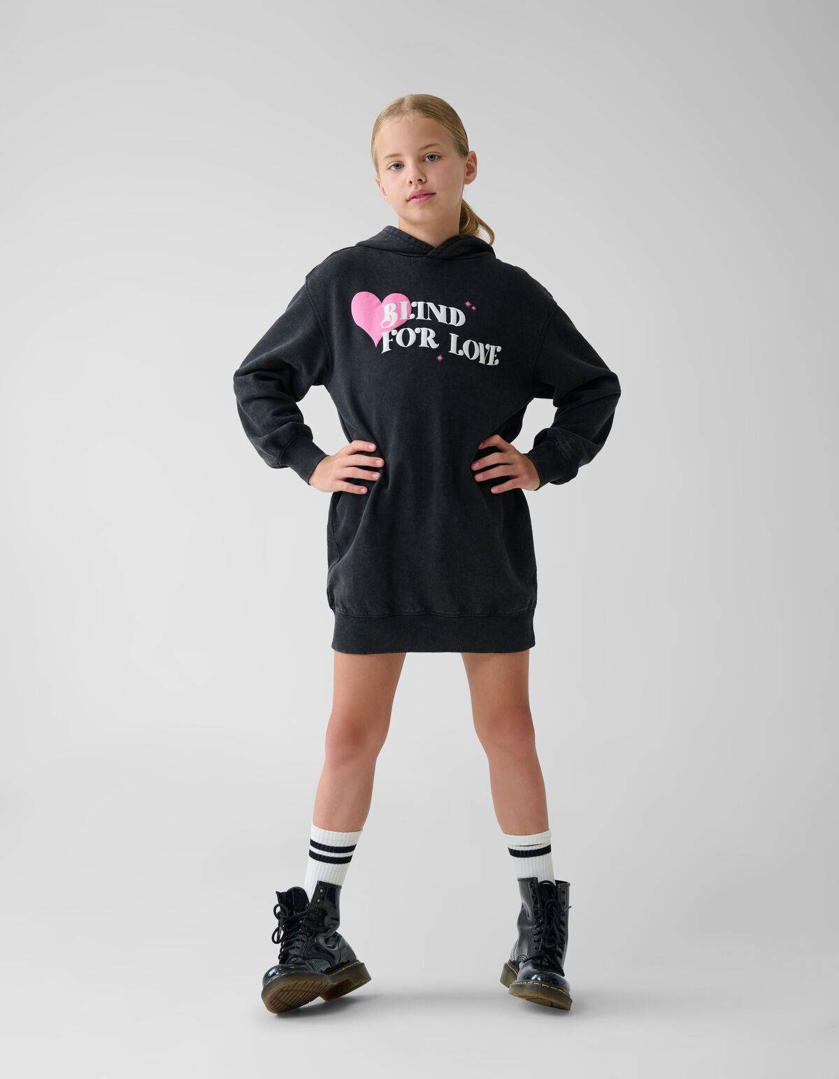 Artwork Hoodie Jurk Zwart SHOEBY GIRLS